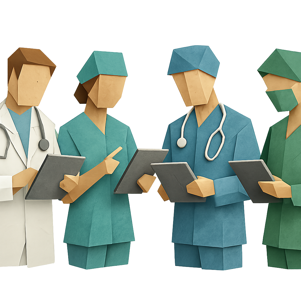 origami Health care professionals using tablets but without backgrounds so it blends into the banner-1